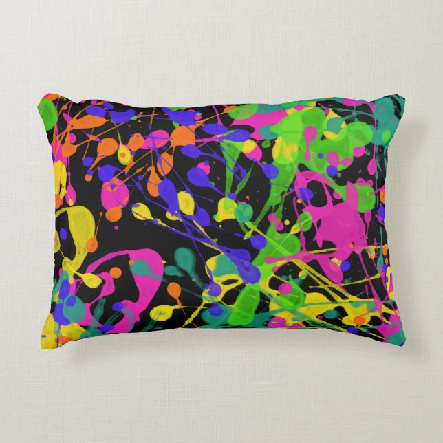 Night Lights Paint Splatter Decorative Cushion (Front)