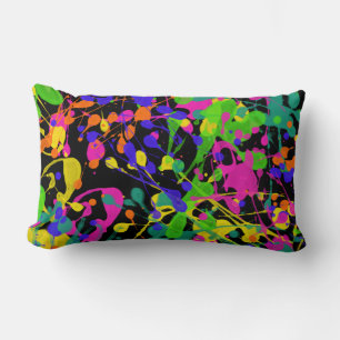 Night Lights Paint Splatter Lumbar Cushion