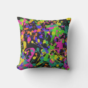 Night Lights Paint Splatter Outdoor Cushion