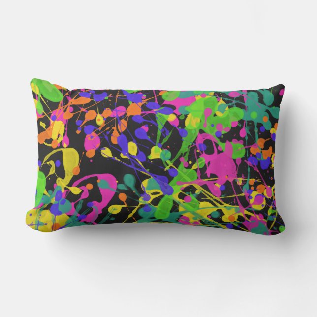 Night Lights Paint Splatter Outdoor Cushion (Front)