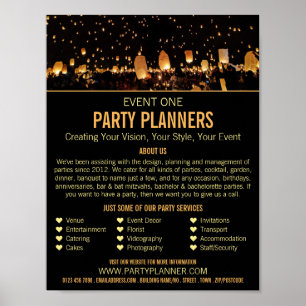 Night Lights, Party Event Planner Advertising Poster