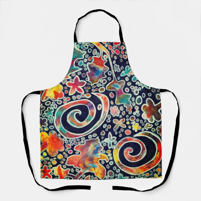 Night Lights Reflection Original Abstract Artwork Apron (Front)