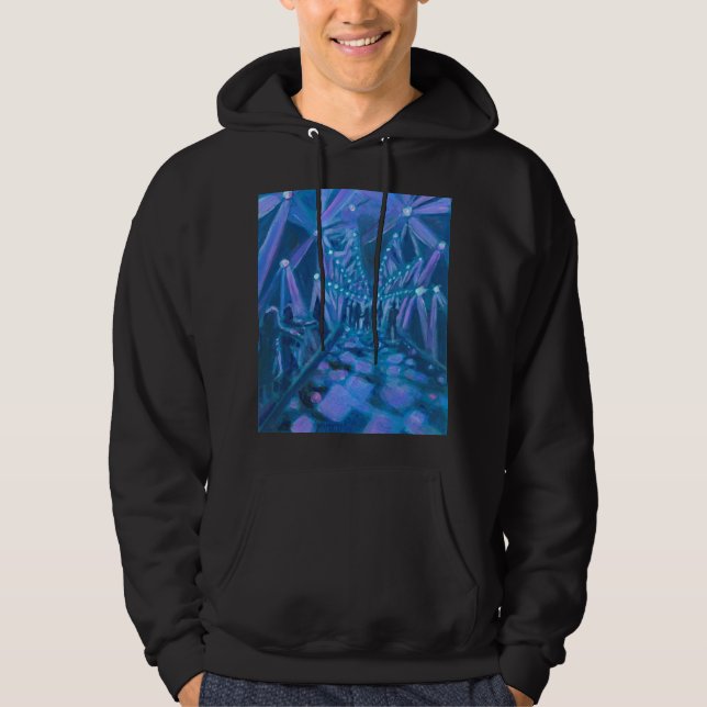 Night Lights Tunnel Hoodie Plain Black (Front)