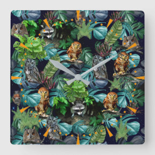 Night-live party celebration themes square wall clock