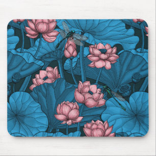 Night lotus garden mouse pad