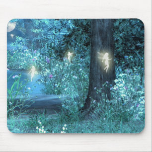 Night Magic fairy flight Silhouette mouse pad