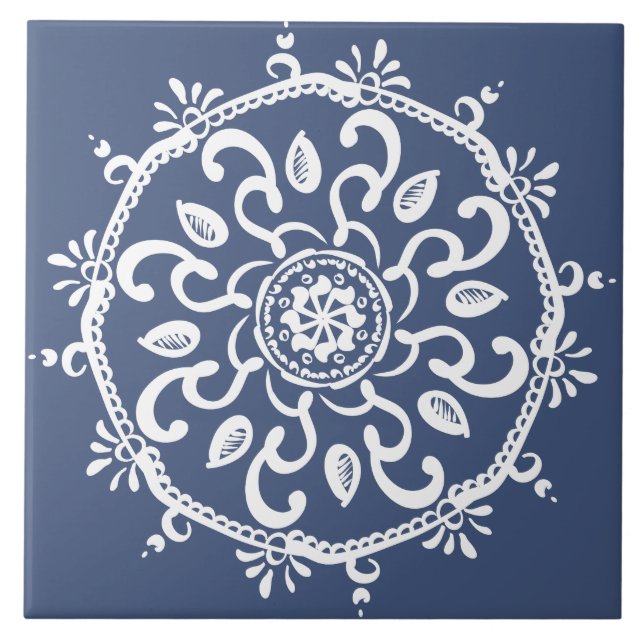 Night Mandala Ceramic Tile (Front)