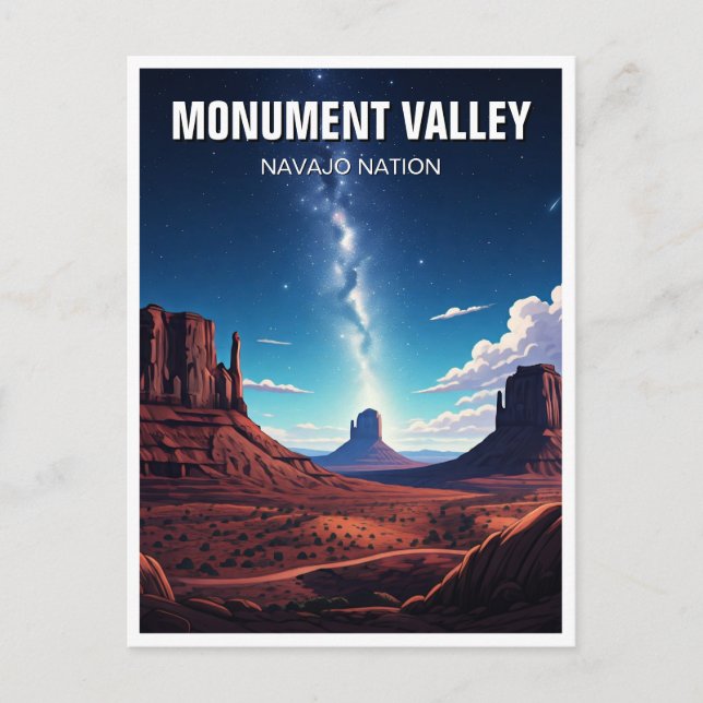 Night Monument Valley Navajo Nation Souvenir Postcard (Front)