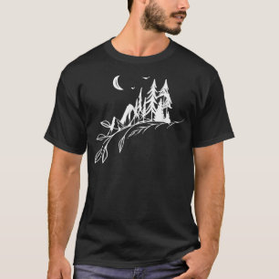 Night Moon Forest And Moutain Adventure Funny Camp T-Shirt