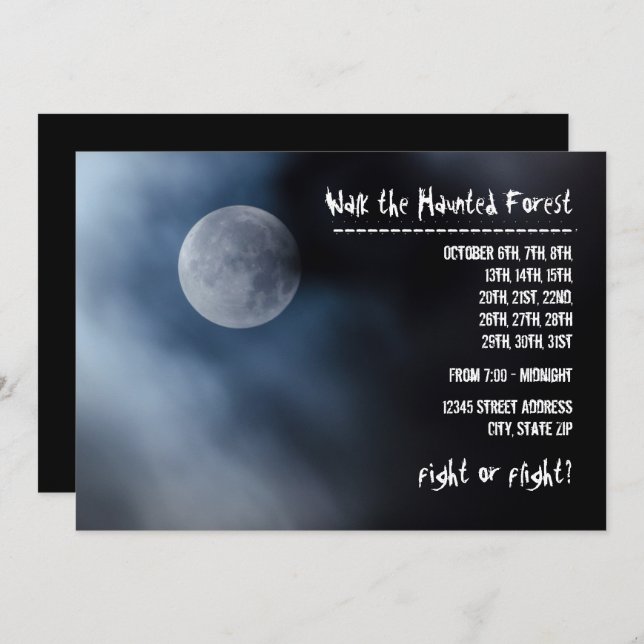 Night Moon - Haunted Forest Invitation (Front/Back)