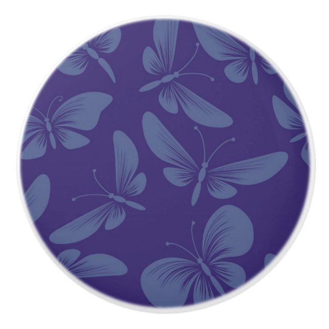 night moth butterflies background ceramic knob (Front)