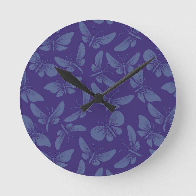 night moth butterflies background round clock (Front)