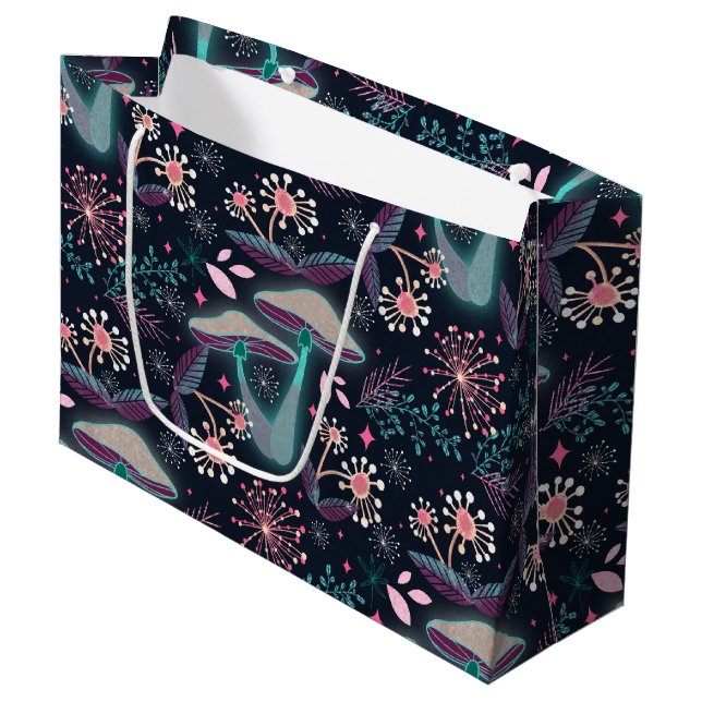 Night Mushroom Garden   Large Gift Bag (Front Angled)
