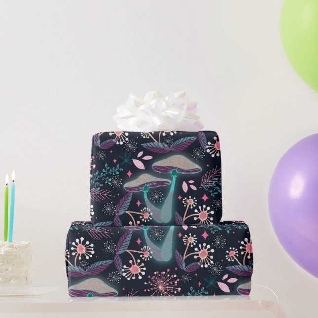Night Mushroom Garden Wrapping Paper (Party Gifts)