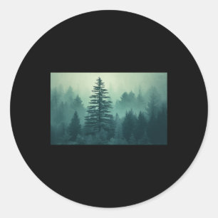 Night Nature Trees Outdoor Forest Green Mountains Classic Round Sticker