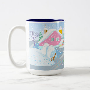 night, new year, christmas, christmas, wintry Two-Tone coffee mug