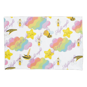 Night night pillow case with fun kids elements.