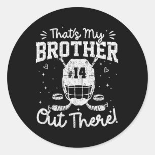 Night Number 14 Hockey Jersey That's My Brother Ou Classic Round Sticker