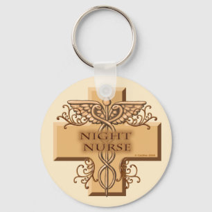 Night Nurse Cross Caduceus Key Ring