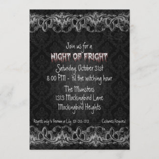 Night of Fright Black Haunted Halloween Invitation
