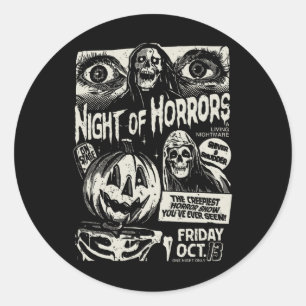 Night Of Horrors Spooky Skeleton Jack O Lantern Ha Classic Round Sticker