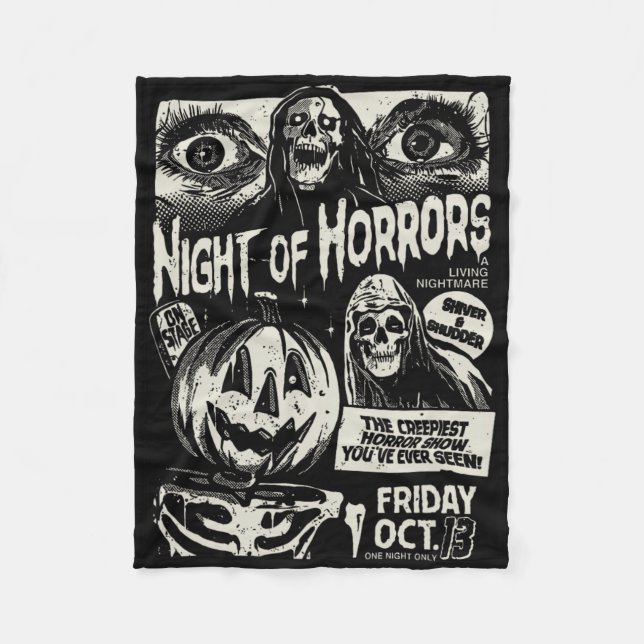 Night Of Horrors Spooky Skeleton Jack O Lantern Ha Fleece Blanket (Front)