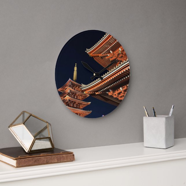 Night of Kaminarimon in Tokyo Japan Large Clock (Office)