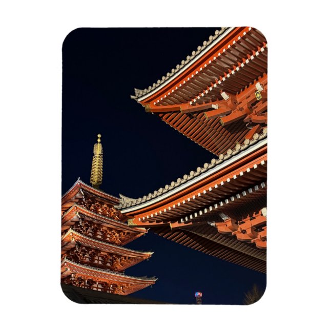 Night of Kaminarimon in Tokyo Japan Magnet (Vertical)