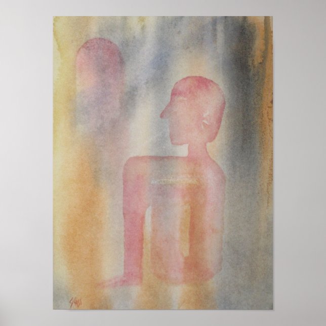 Night Of Red Moon Watercolor Print (Front)