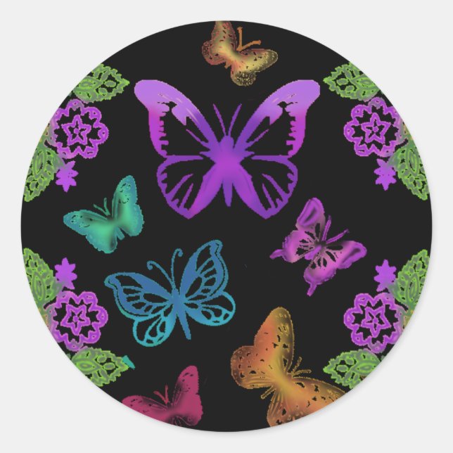 Night of the Butterflies Classic Round Sticker (Front)