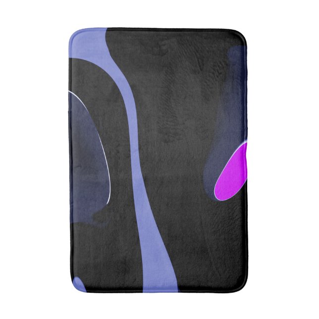 Night of the Comet: Abstract Blue, Purple & Black Bath Mat (Front Vertical)