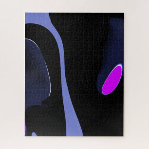 Night of the Comet: Abstract Blue, Purple & Black Jigsaw Puzzle