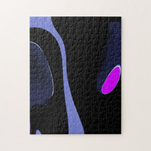 Night of the Comet: Abstract Blue, Purple & Black Jigsaw Puzzle