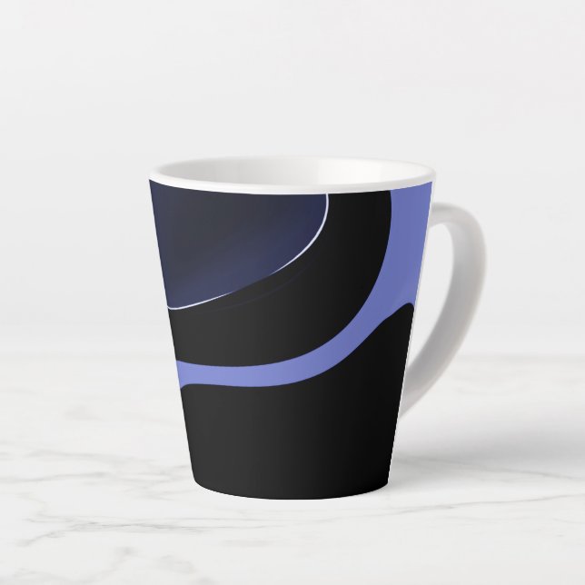 Night of the Comet: Abstract Blue, Purple & Black Latte Mug (Right Angle)