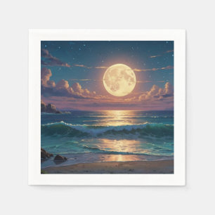 Night of the Full Moon and Twinkling Stars Napkin
