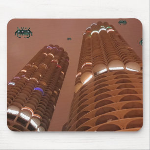 Night of the Marina City Invaders Mouse Pad