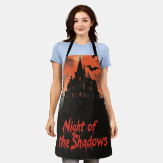 Night of the Shadows -  Retro Haunted House Design Apron