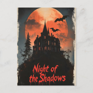 Night of the Shadows - Retro Haunted House Design Holiday Postcard