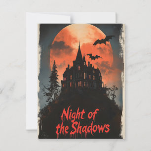 Night of the Shadows - Retro Haunted House Design Postcard