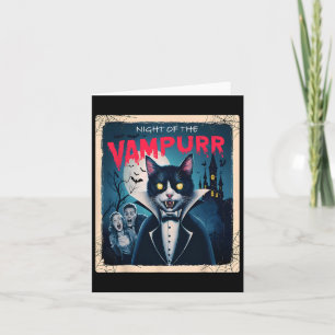 Night Of The Vampurr Funny Black Cat Dark Humour H Card
