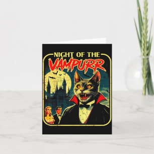 Night Of The Vampurr Funny Cat Halloween  Card