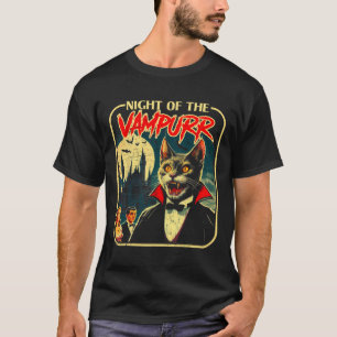 Night Of The Vampurr Funny Cat Halloween  T-Shirt