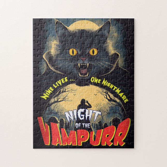 Night of the Vampurrr - vintage horror poster Jigsaw Puzzle (Vertical)