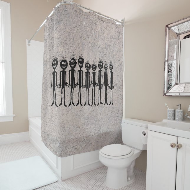 Night of the Walking Gigglers Petroglyph Shower Curtain (In Situ)
