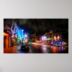 Night on 6th Street - Austin Texas Poster