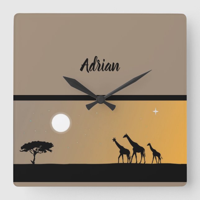 Night on the Serengeti Acrylic Wall Clock (Front)