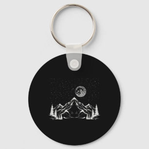 Night Outdoor Nature Trees Mountains Forest Moon H Key Ring