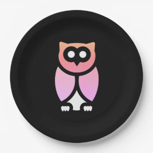 Night Owl, Beautiful Pink & Orange, Pop Art Paper Plate