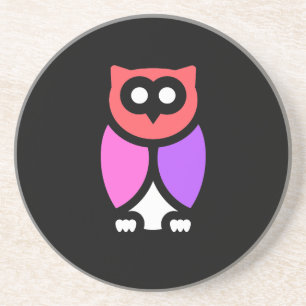 Night Owl, Beautiful Pink & Red, Abstract Pop Art Coaster
