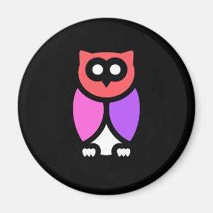 Night Owl, Beautiful Pink & Red, Abstract Pop Art Magnet